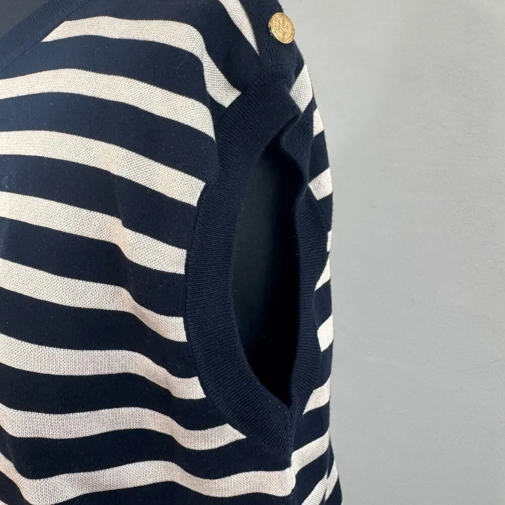 LOUIS VUITTON Uniform Navy White London Jubilee Sweater Dress Striped Knit S/M?